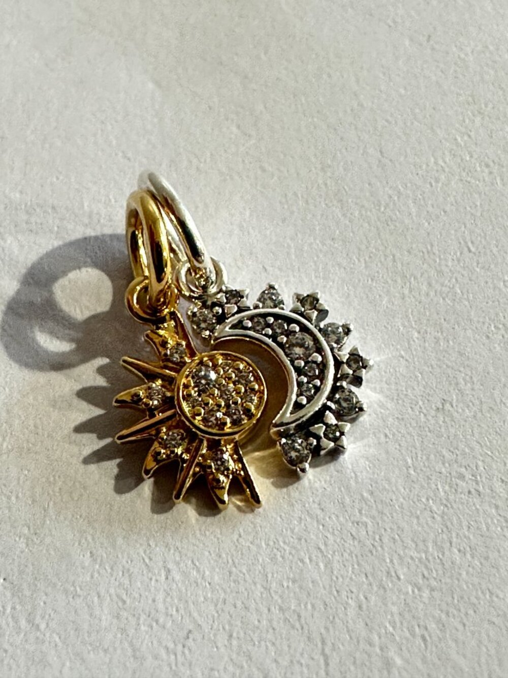 NEW Authentic Pandora Silver Charm Splittable Sun & Moon Dangle Charm #763585C01 - Picture 3 of 6